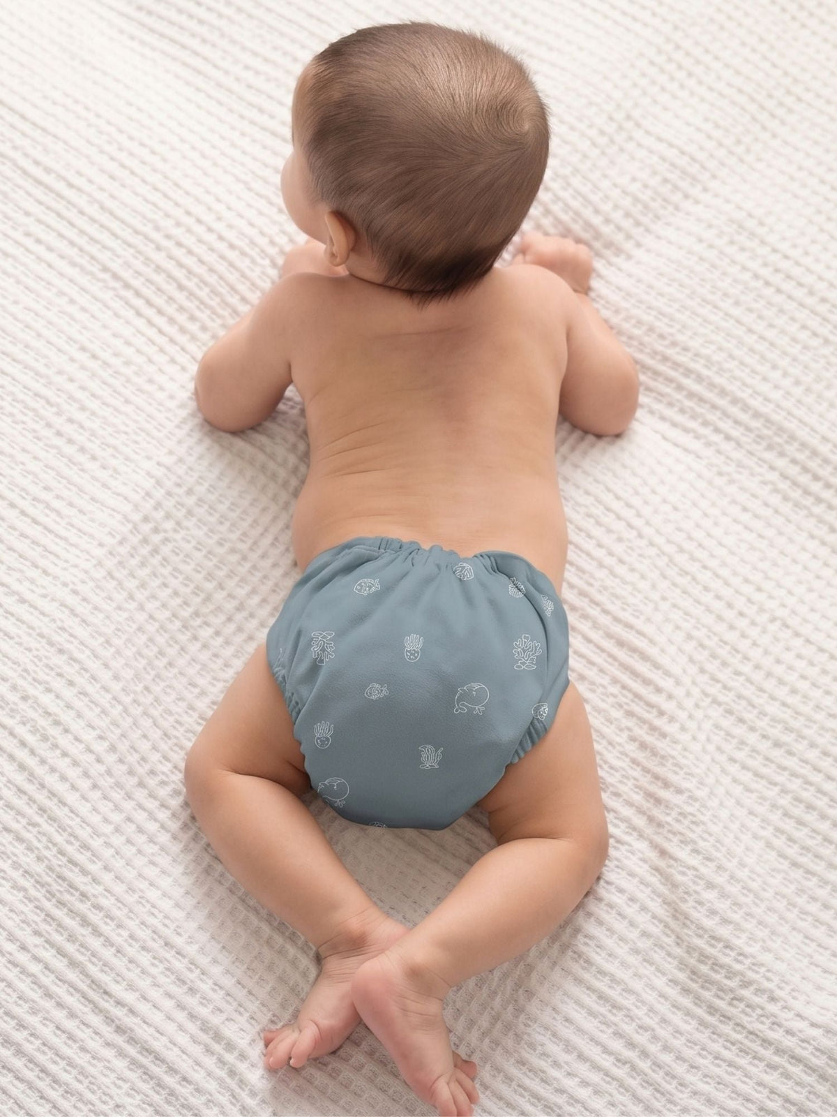 bamboo knit cloth nappy pack of 3 - aqua buddies & blue glass & cloud blue