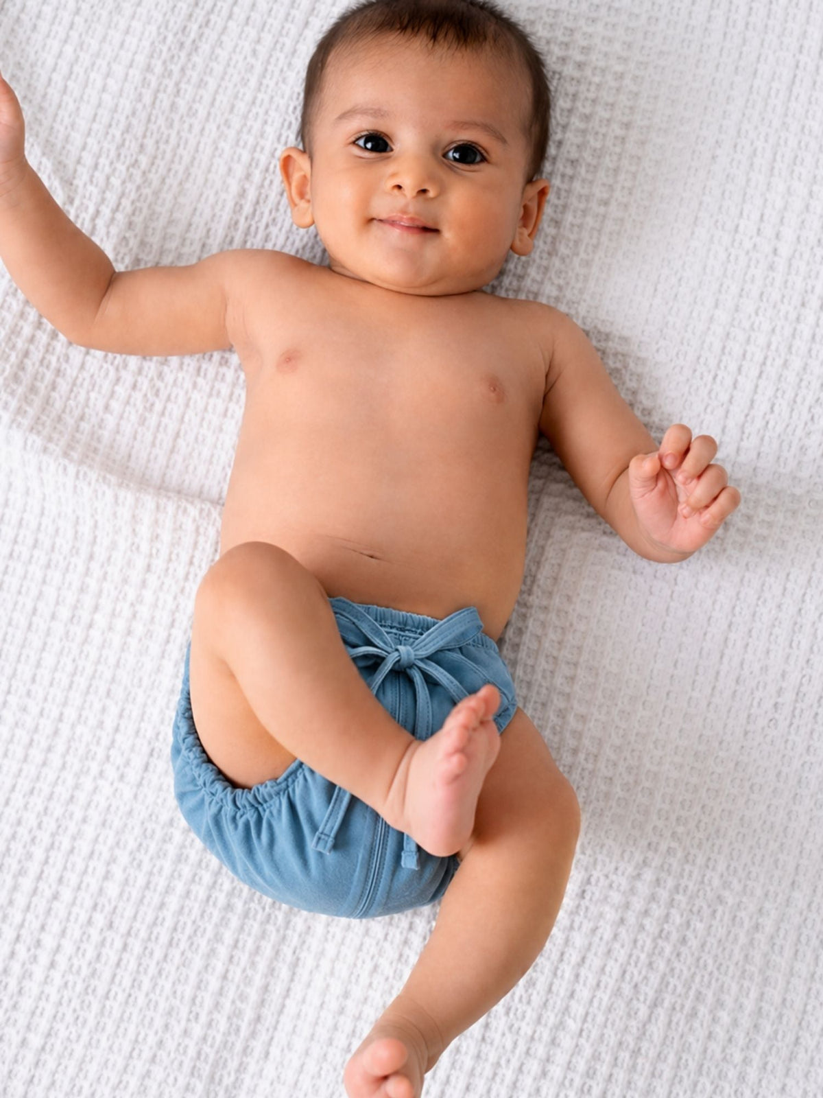 bamboo knit cloth nappy pack of 3 - blue gingham & cloud dancer & blue shadow