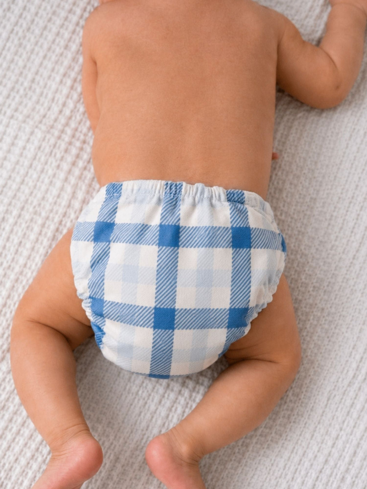 bamboo knit cloth nappy pack of 3 - blue gingham & cloud dancer & blue shadow