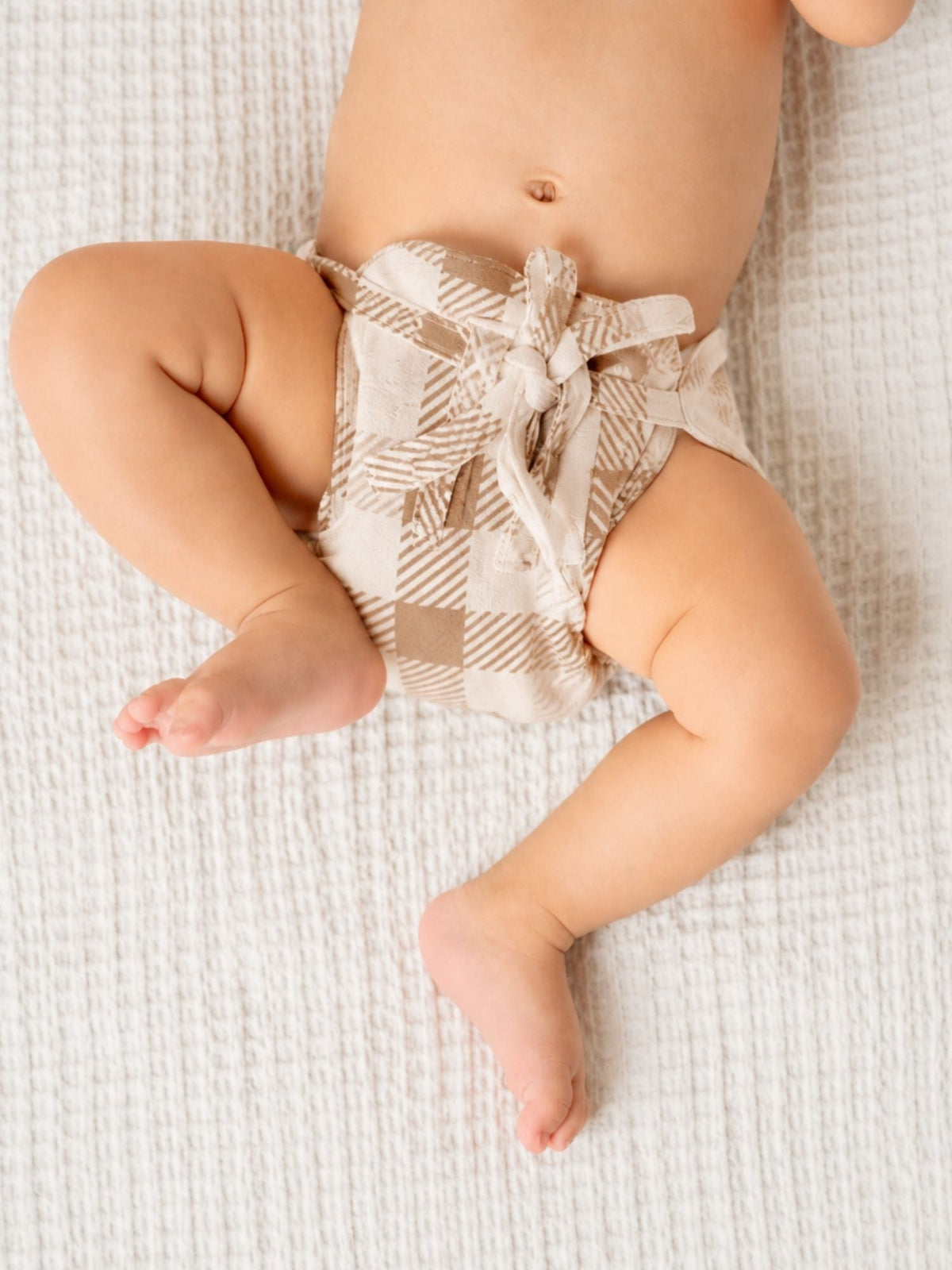 bamboo knit cloth nappy pack of 3 - brown gingham & oatmeal & string