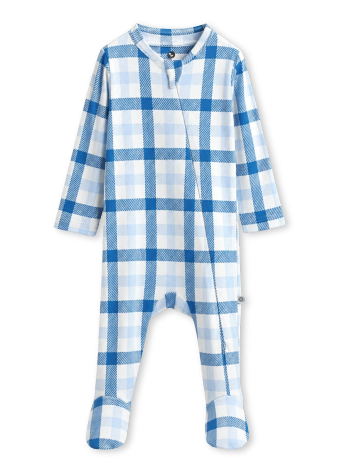 bamboo footed sleepsuit - blue gingham