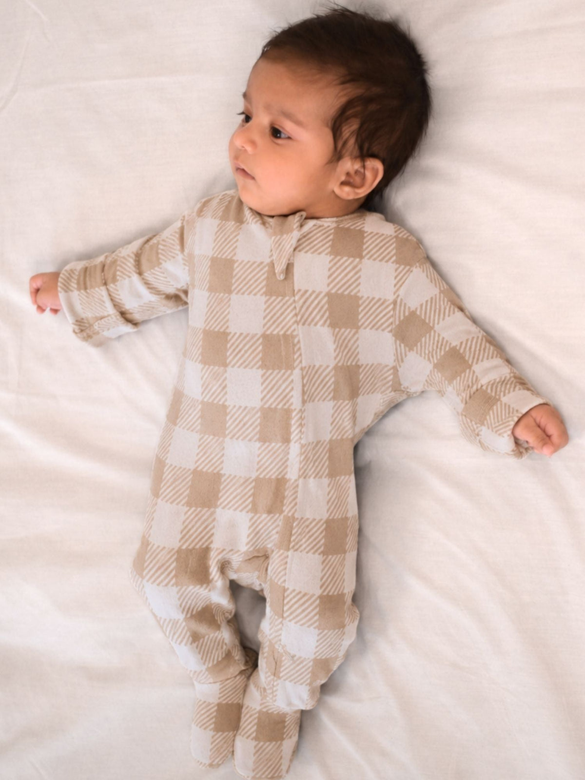 bamboo footed sleepsuit - brown gingham
