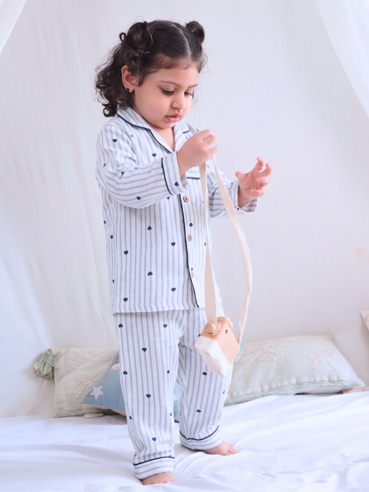 bamboo muslin nightsuit set - blue bliss