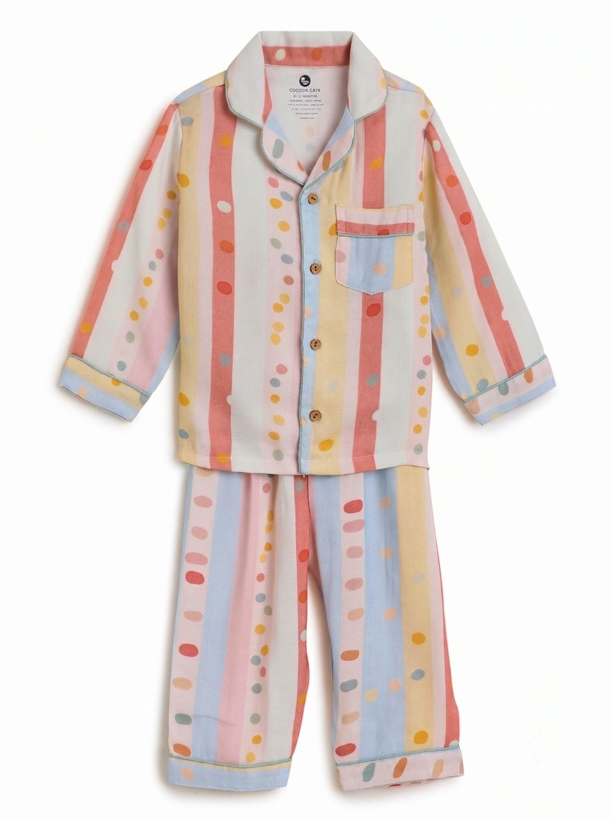 bamboo muslin nightsuit set - lemon grid