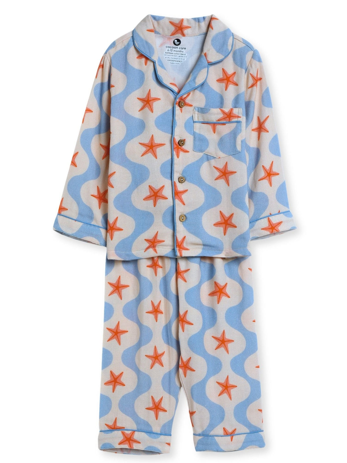 bamboo muslin nightsuit set - play hearts