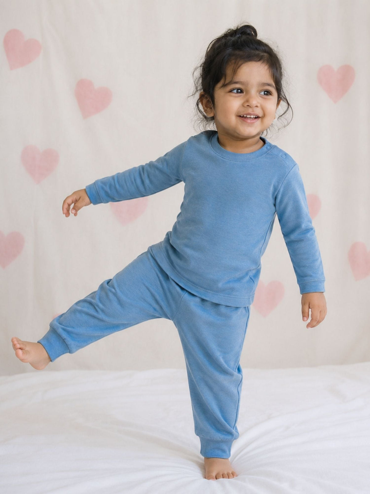 bamboo knit pajamas pack of 3 - blue gingham & cloud dancer & blue shadow