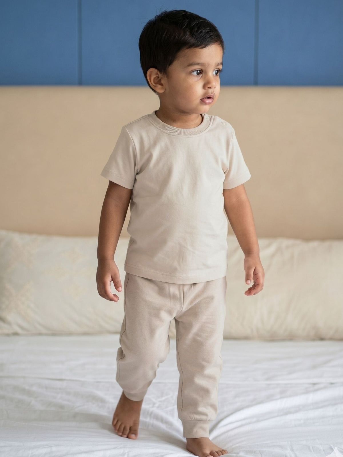 bamboo knit pajamas pack of 3 - brown gingham & oatmeal & string