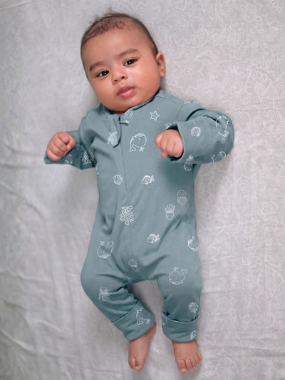 bamboo sleepsuit with reversible mittens & footie
