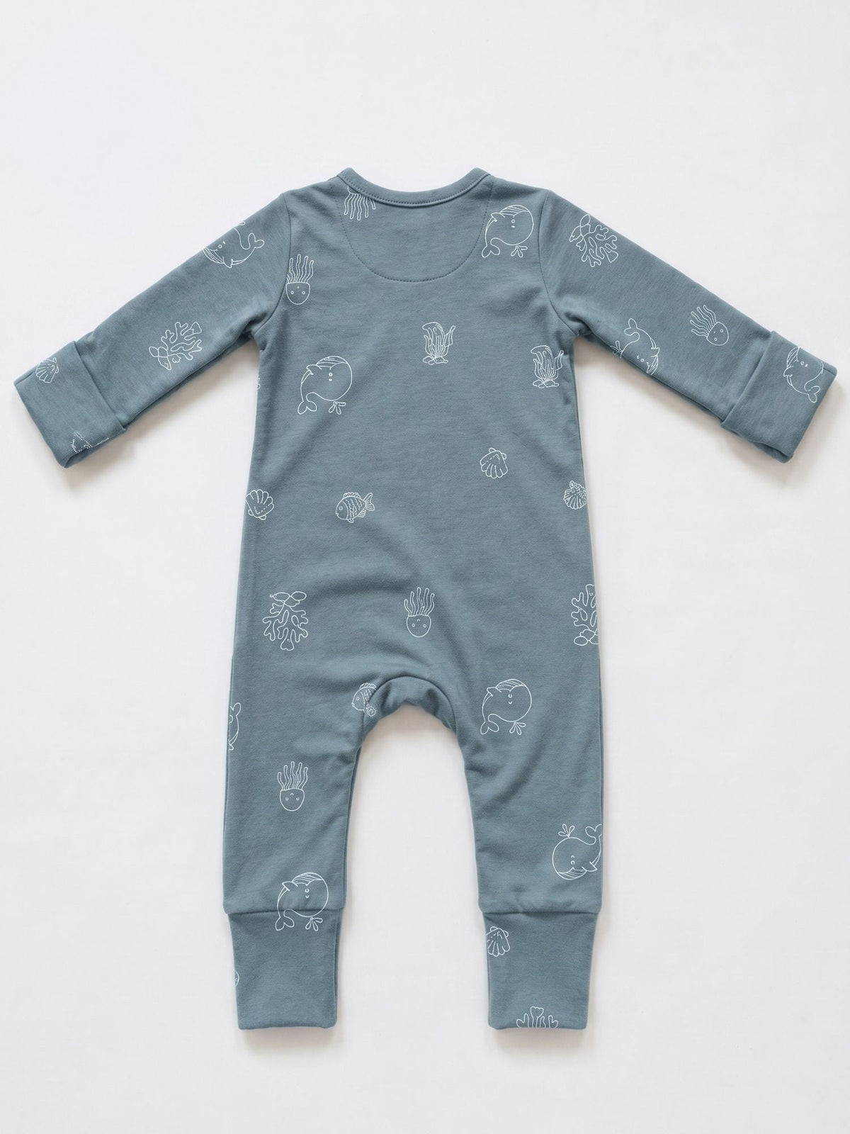 bamboo sleepsuit with reversible mittens & footie - aqua buddies