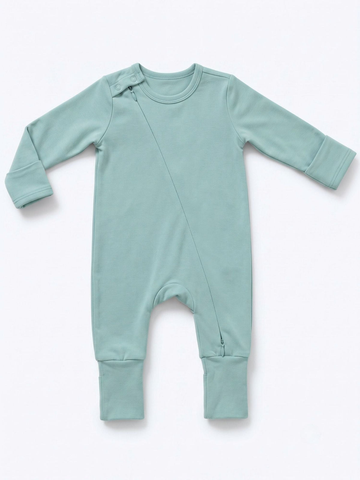 bamboo sleepsuit with reversible mittens & footie - cloud blue