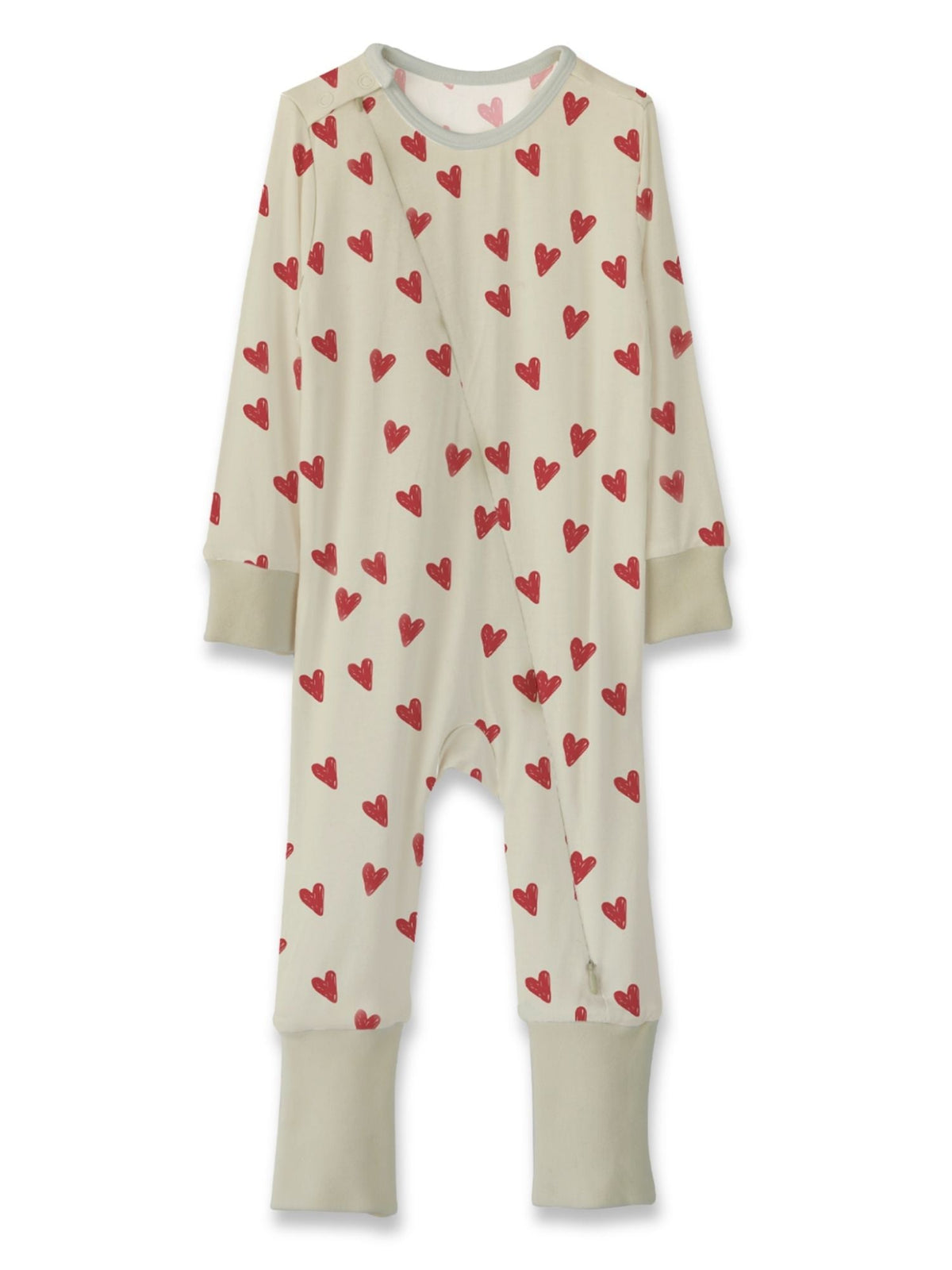bamboo sleepsuit with reversible mittens & footie - heart & soul