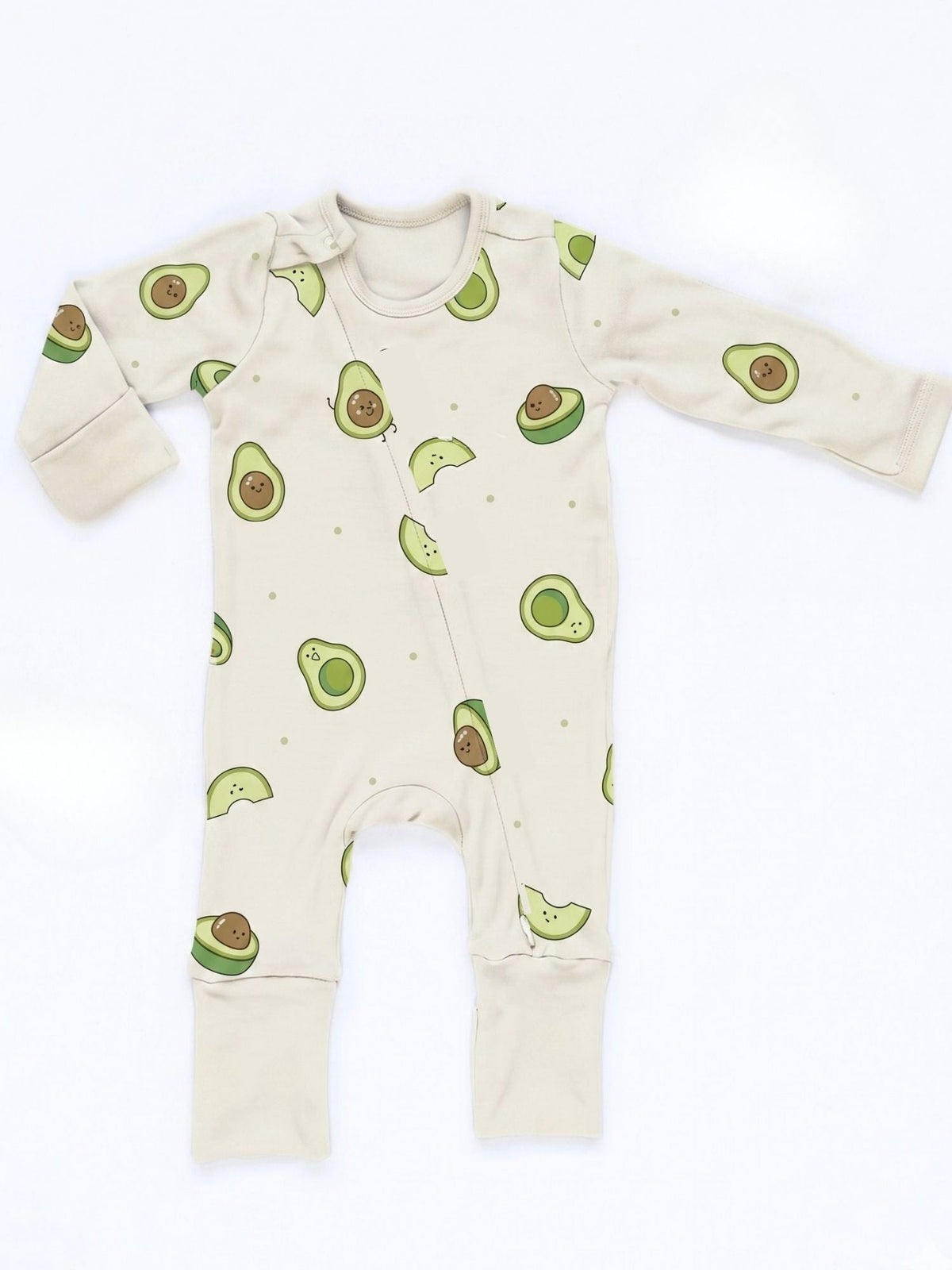 bamboo sleepsuit with reversible mittens & footie - avocado