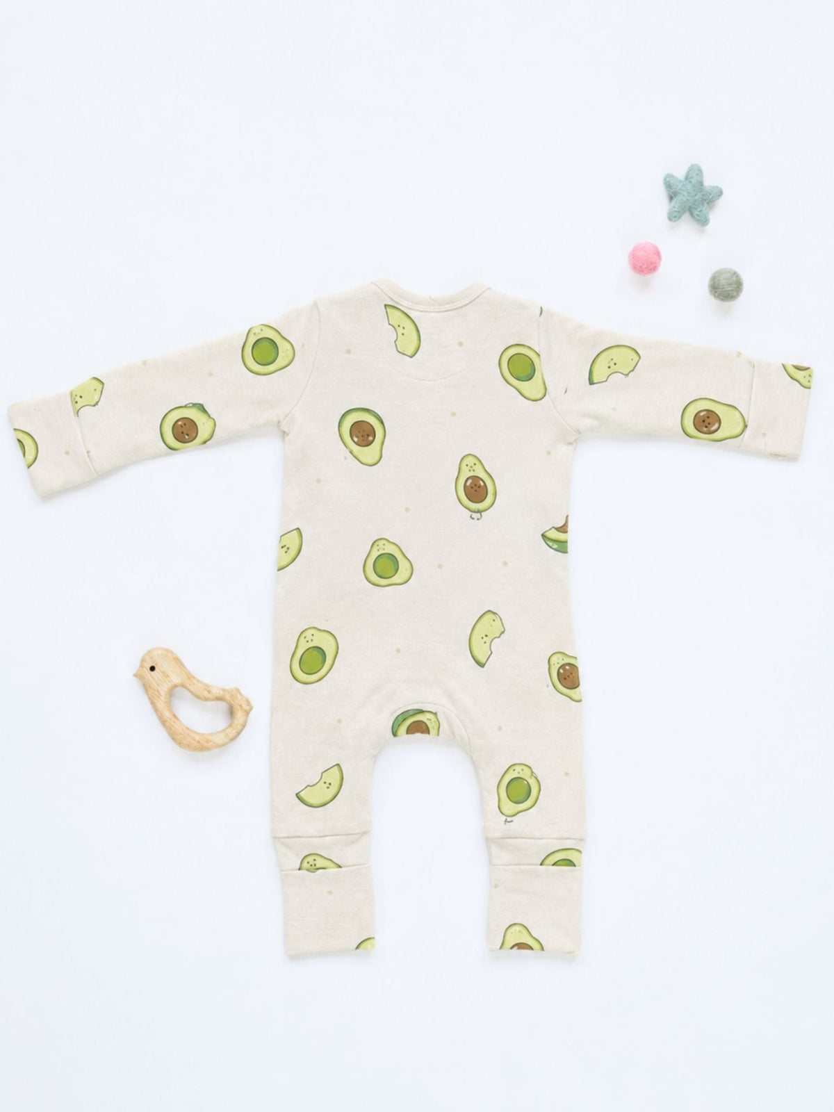 bamboo sleepsuit with reversible mittens & footie - avocado