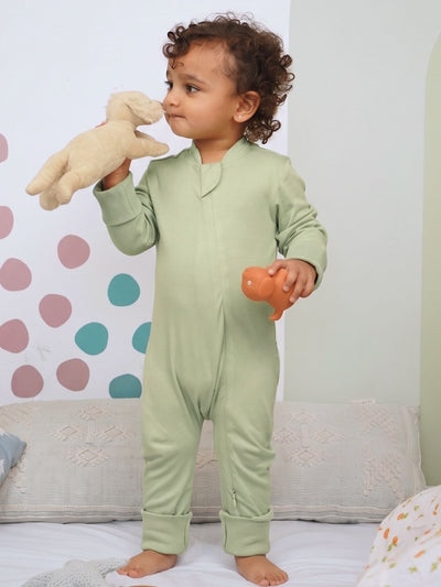 bamboo sleepsuit with reversible mittens & footie