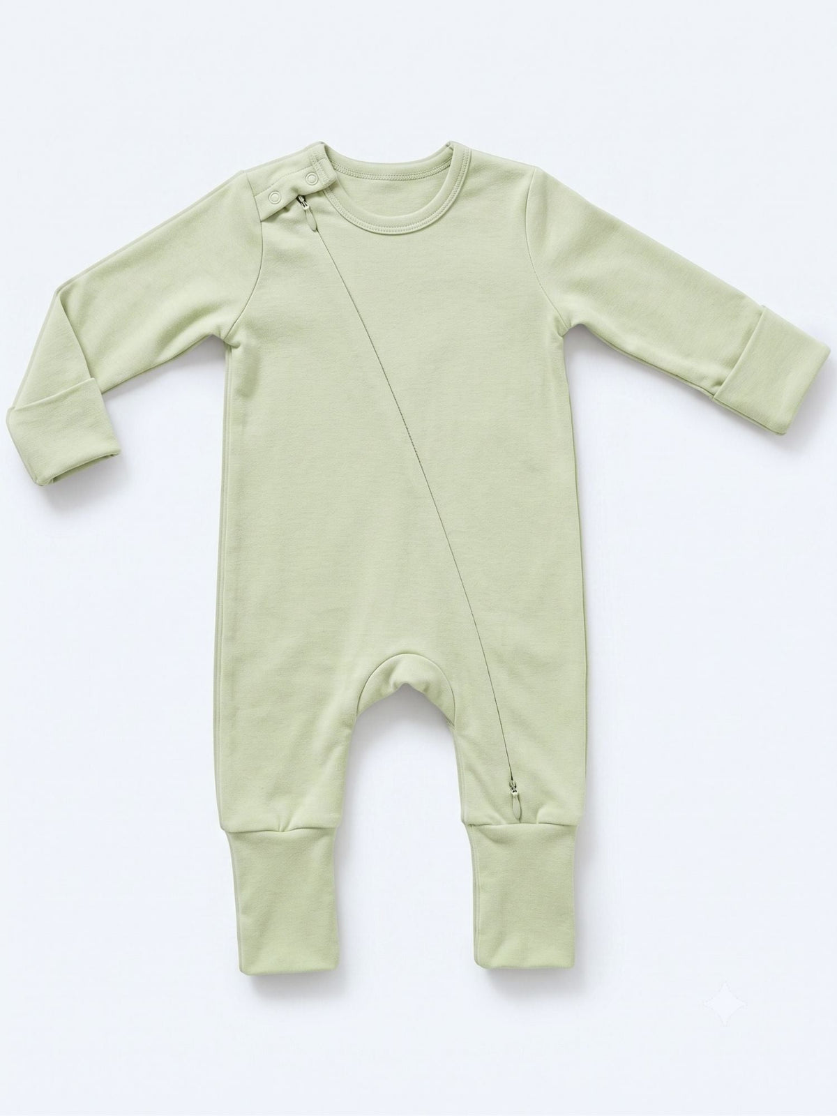 bamboo sleepsuit with reversible mittens & footie - almost aqua