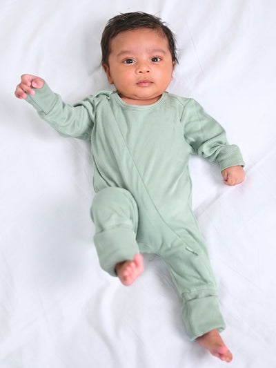 bamboo sleepsuit with reversible mittens & footie