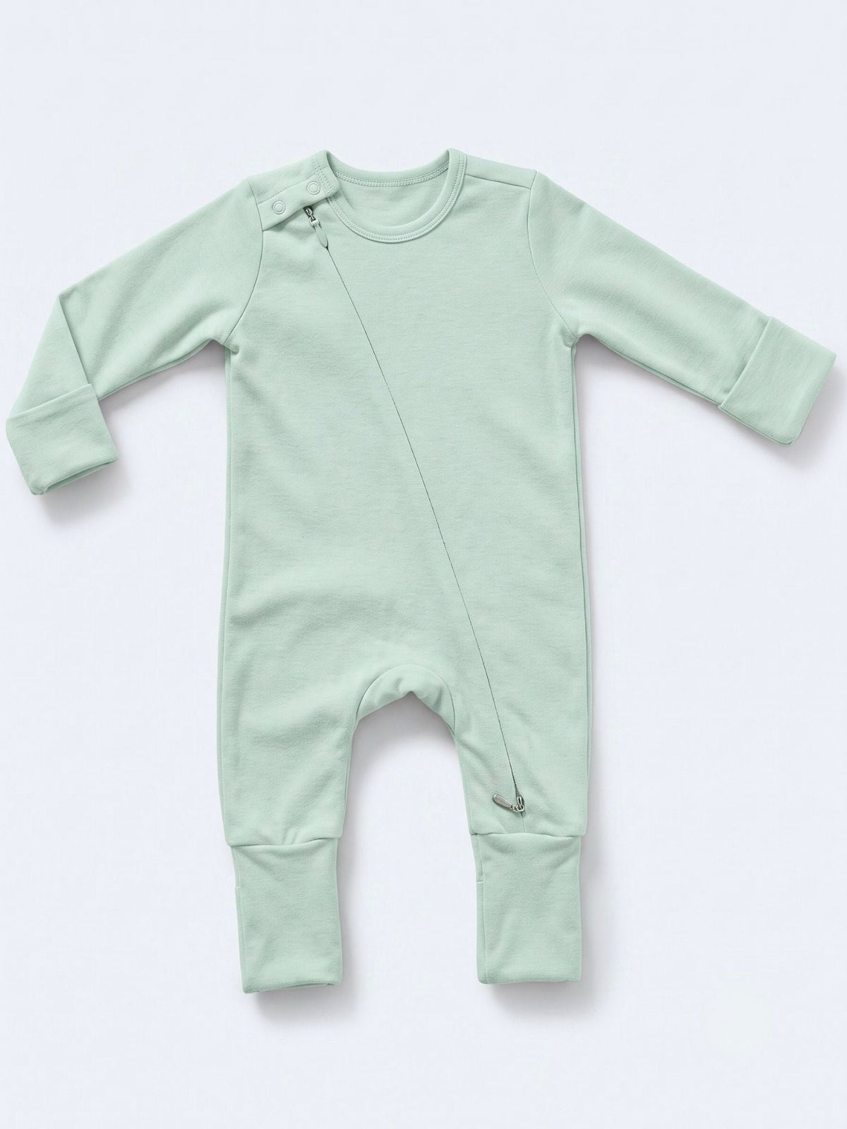 bamboo sleepsuit with reversible mittens & footie - blue glass
