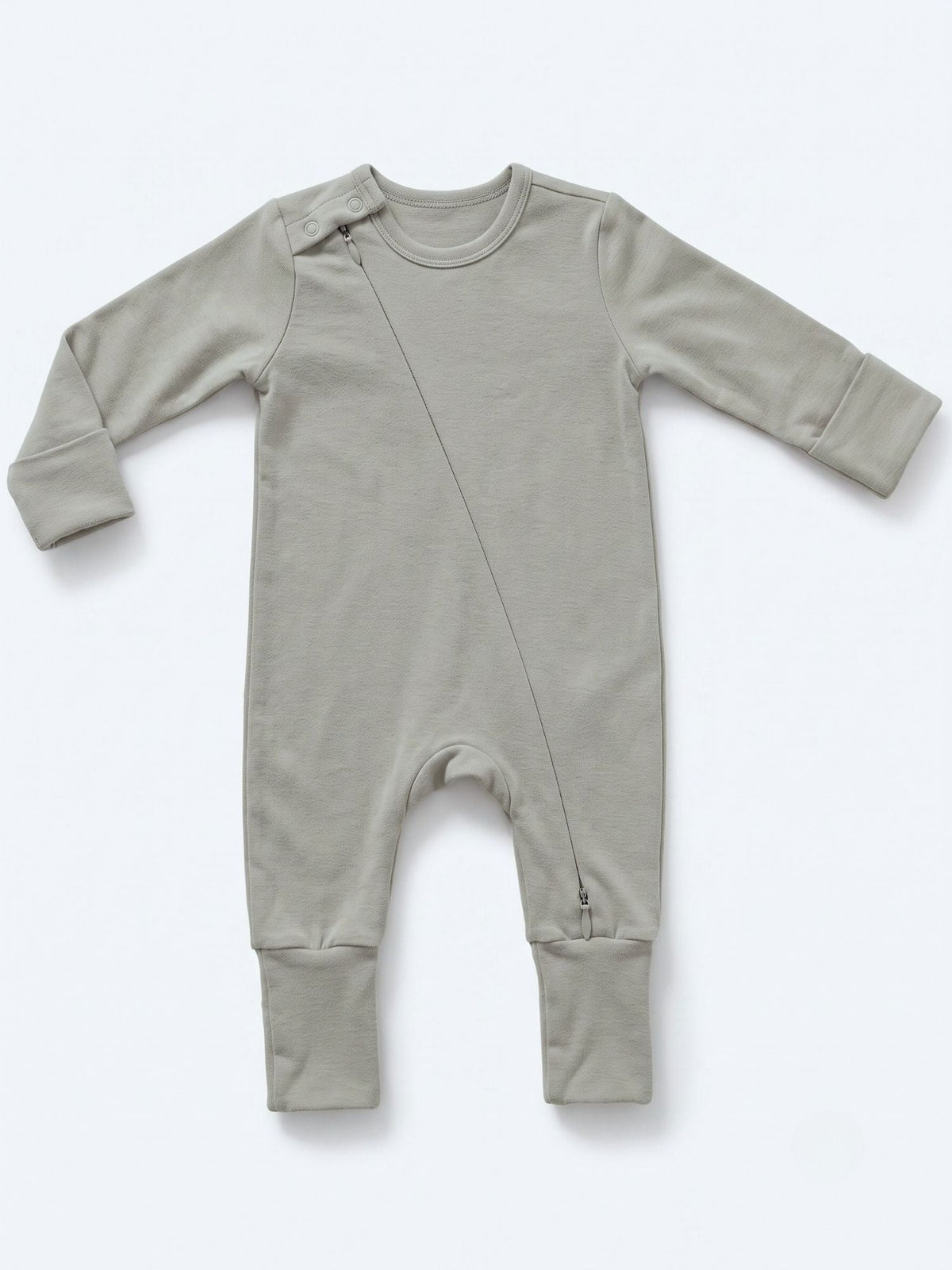 bamboo sleepsuit with reversible mittens & footie - pussy willow gray