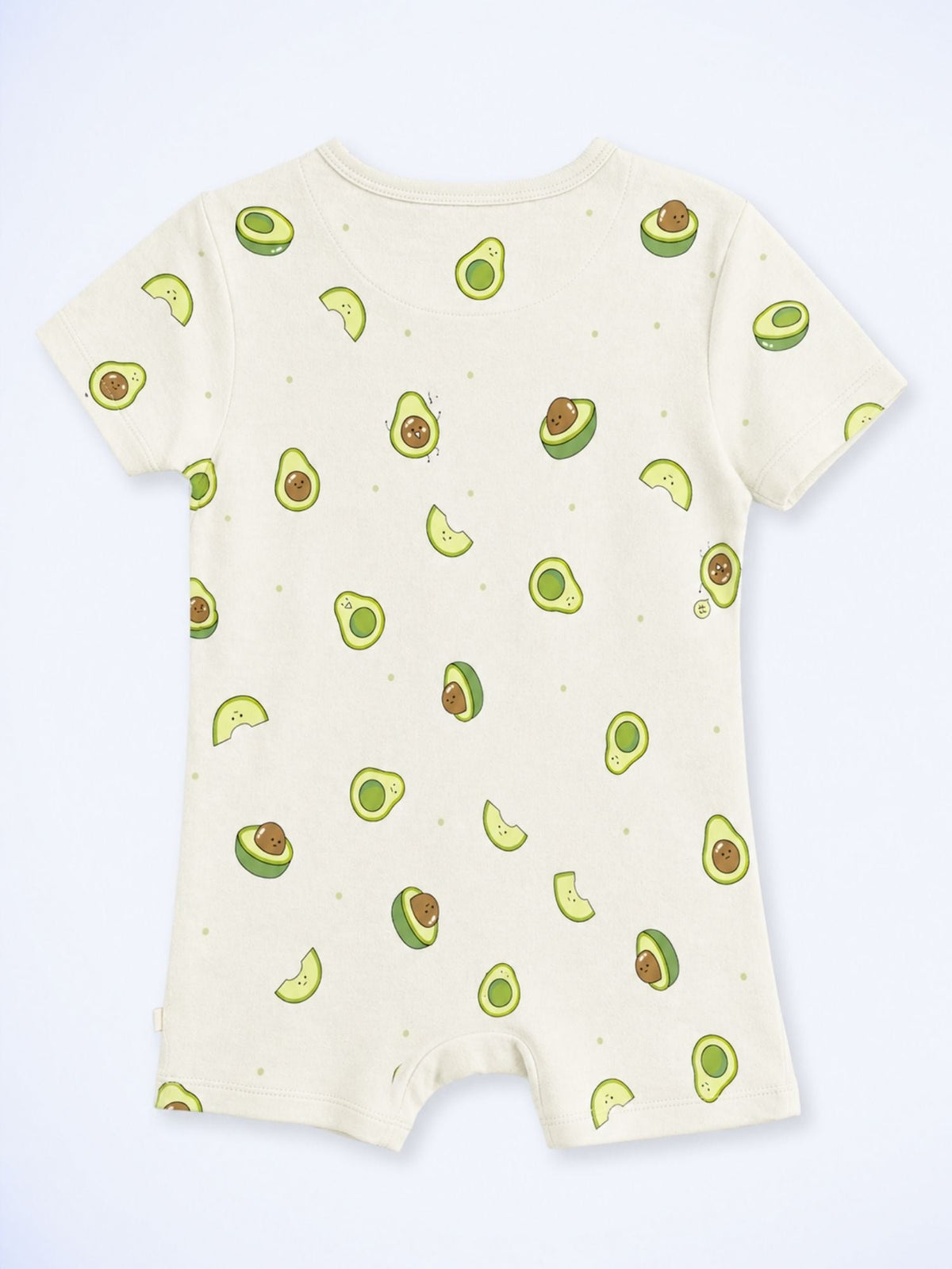short sleeve bamboo knit romper with snap buttons - avocado