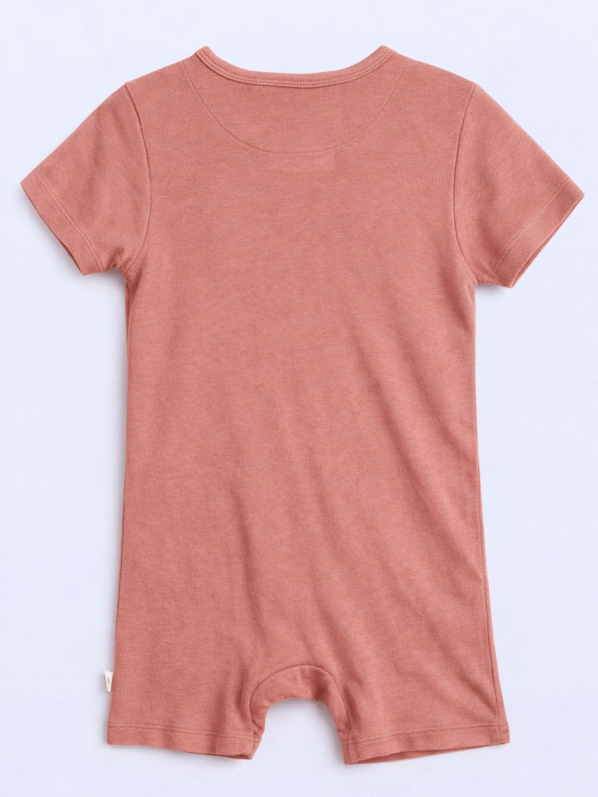 short sleeve bamboo knit romper with snap buttons - dusty pink