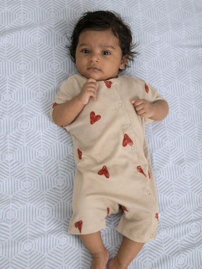 short sleeve bamboo knit romper with snap buttons