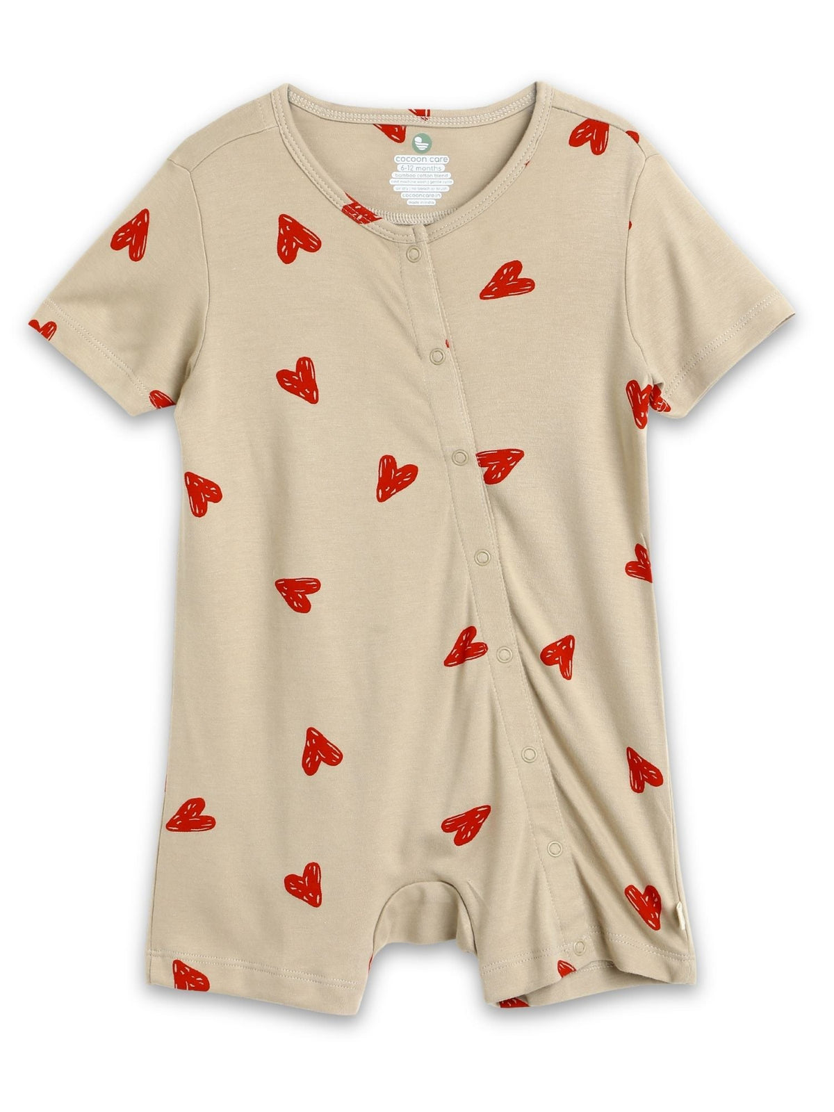 short sleeve bamboo knit romper with snap buttons - heart & soul