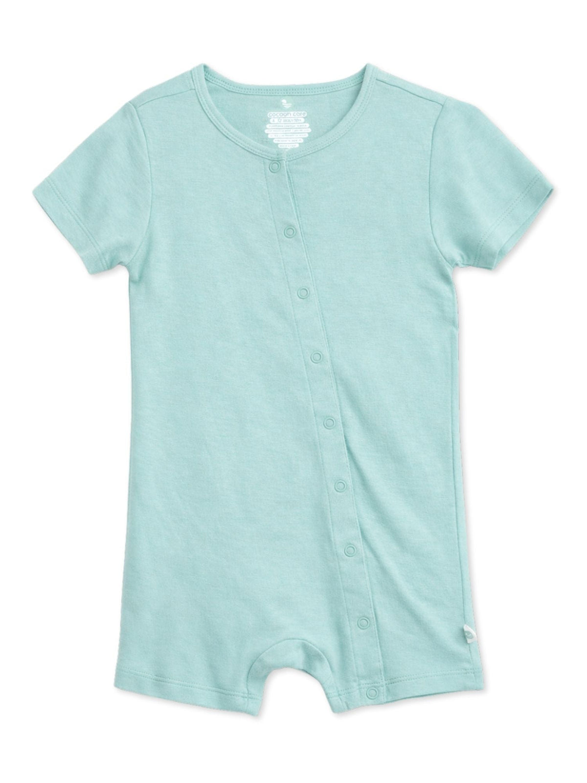 short sleeve bamboo knit romper with snap buttons - strato