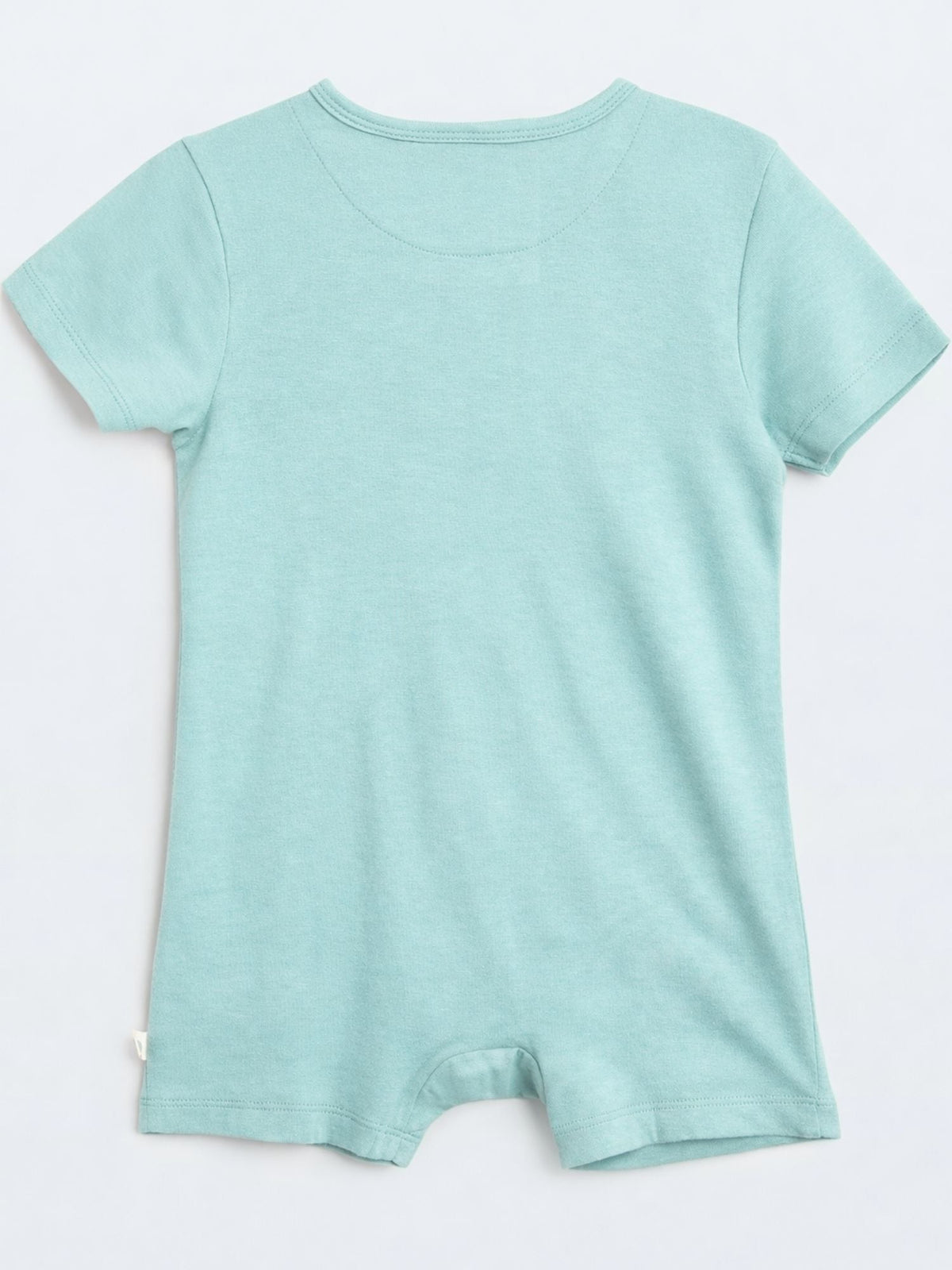 short sleeve bamboo knit romper with snap buttons - strato