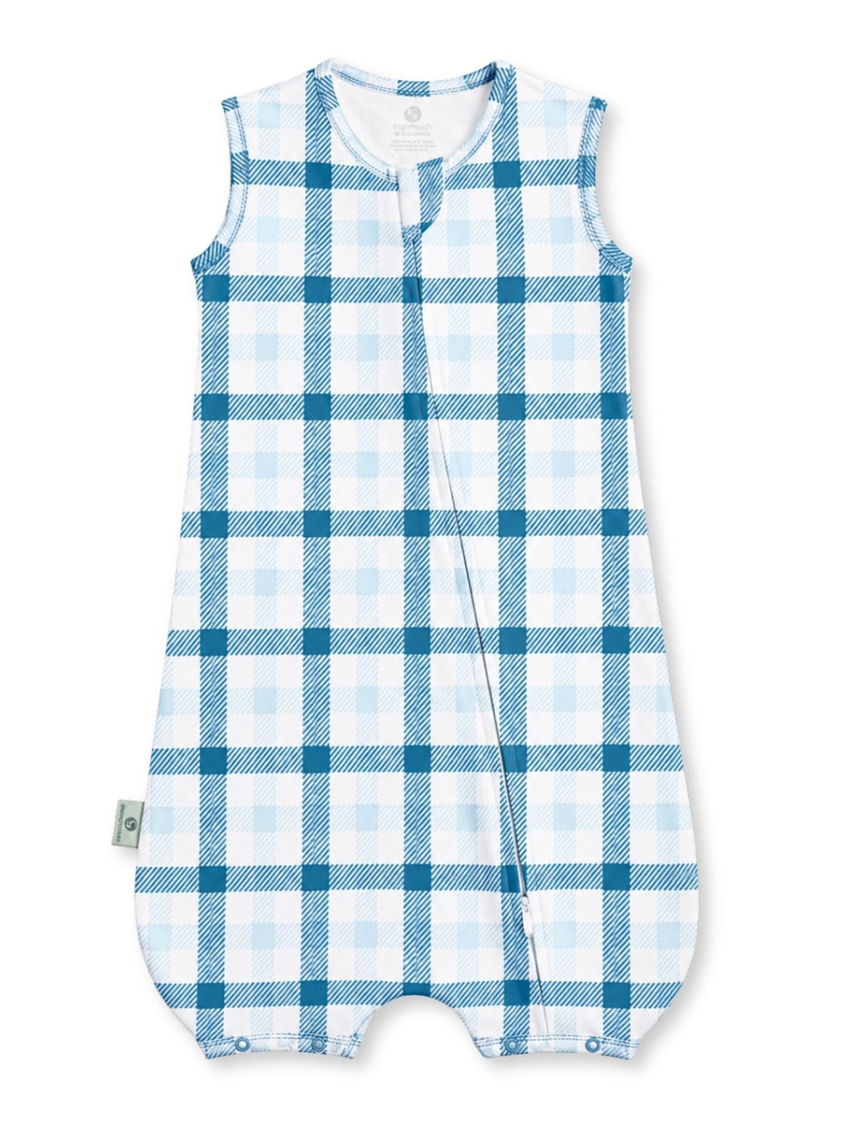 bamboo sleeping bag with foot opening - blue gingham