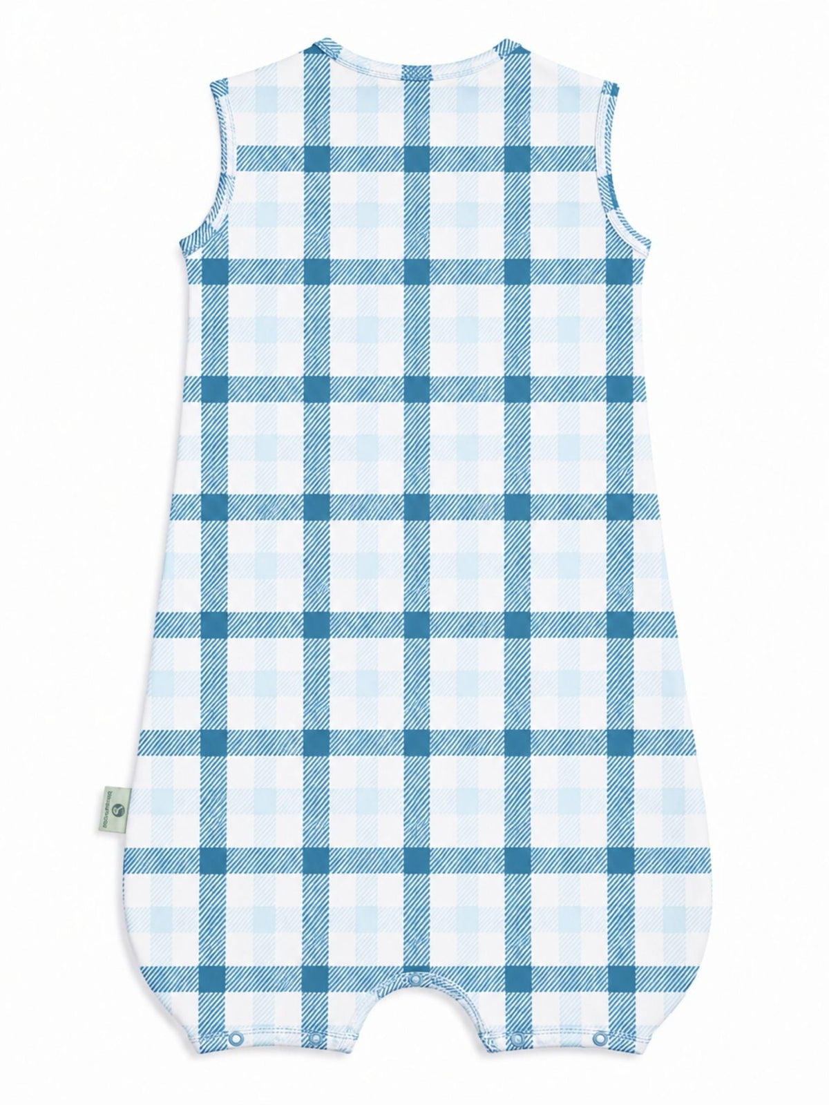bamboo sleeping bag with foot opening - blue gingham