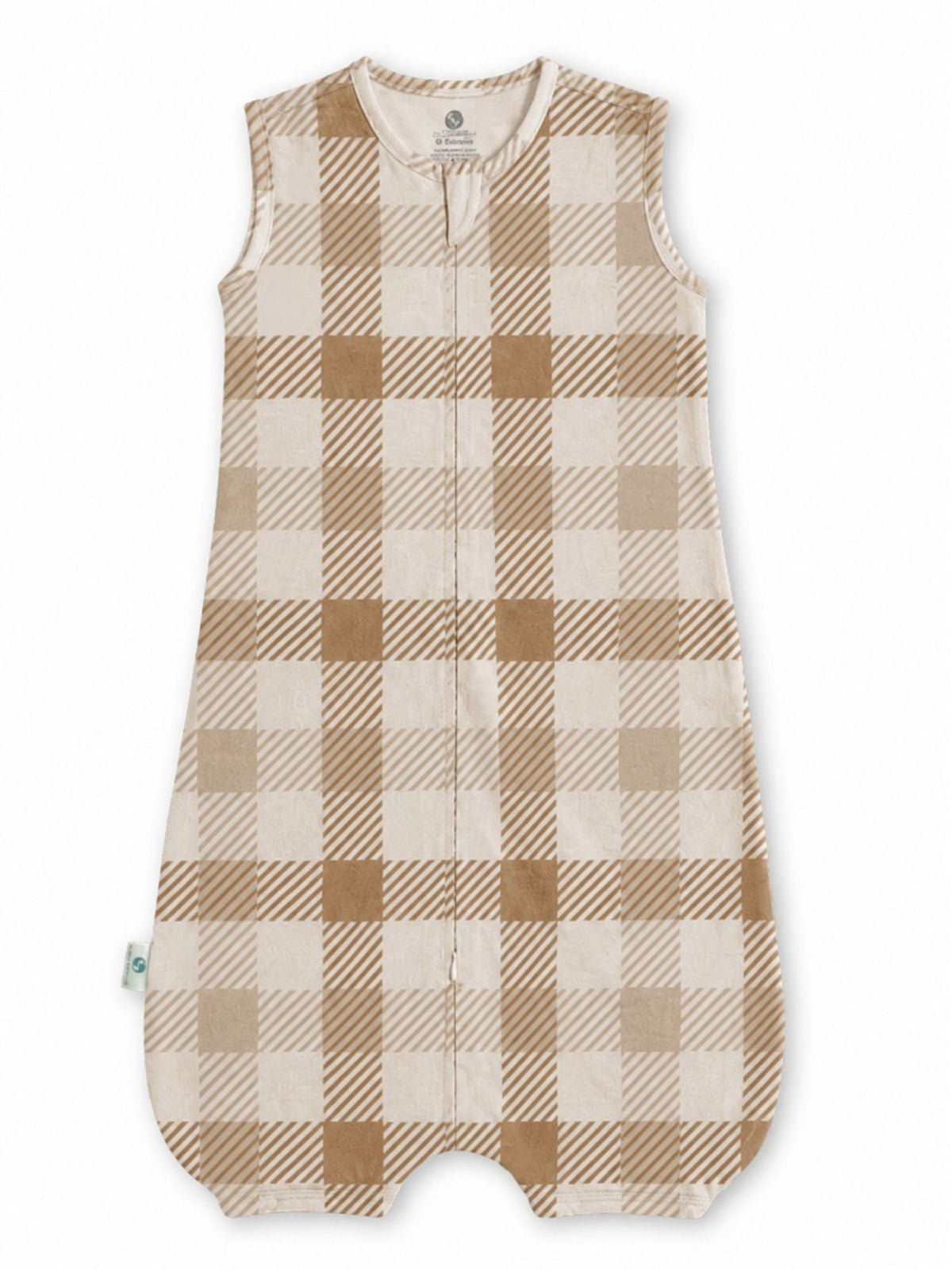 bamboo sleeping bag with foot opening - brown gingham