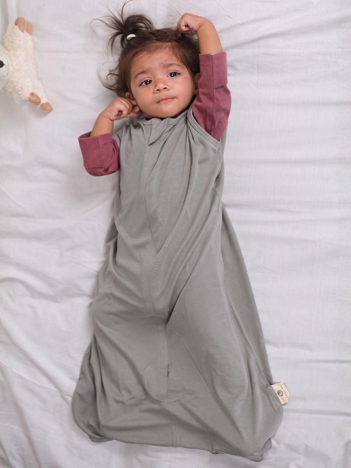 bamboo sleeping bag with foot opening - pussy willow gray