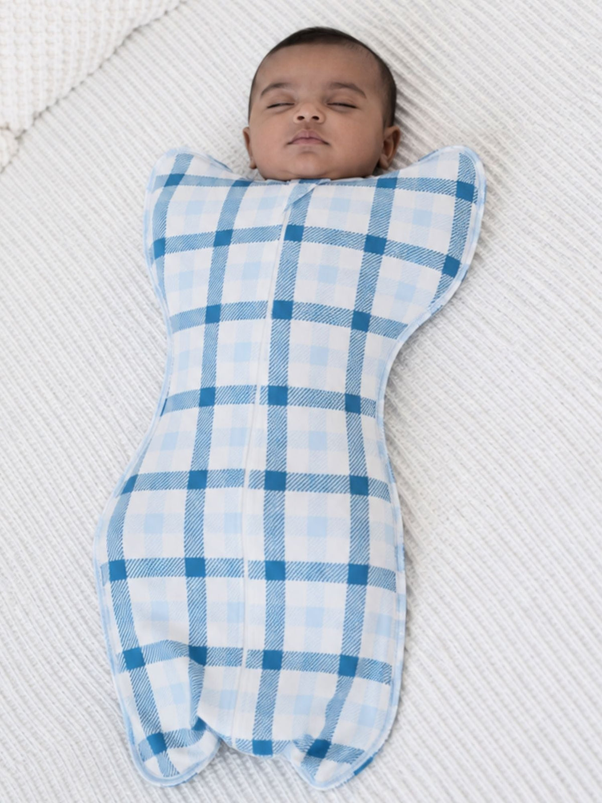 bamboo UPZIE™ swaddle pod - blue gingham